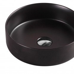 355*355*120mm Bathroom Round Above Counter Matt Black Ceramic Wash Basin